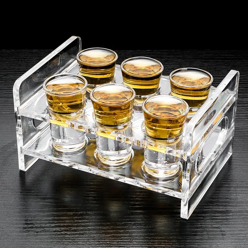 6/12pcs set Clear Shot Glass with Display Rack Acrylic Shot Glass Holder with 6PCS 30ml 1oz Glass Shot Glasses