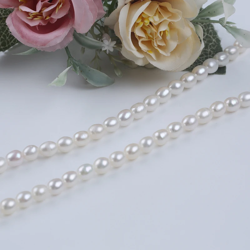 925 silver lobster clasp 6-7mm cultured natural white original real fresh water rice pearl necklace jewelry