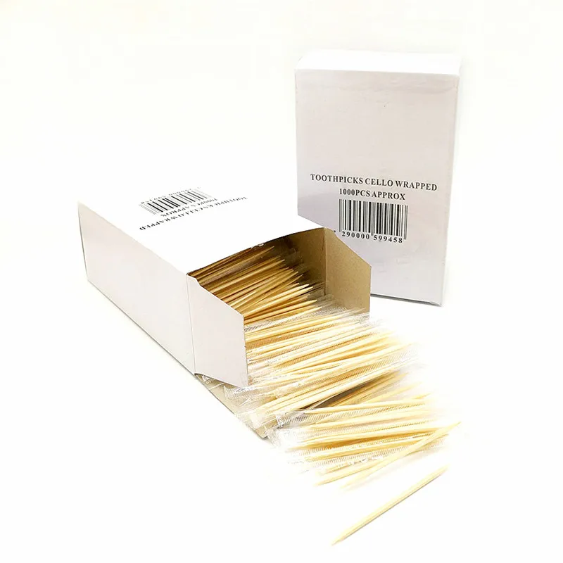 Bamboo Wooden Toothpicks - Wood Round Double-Points Teeth Tooth Picks