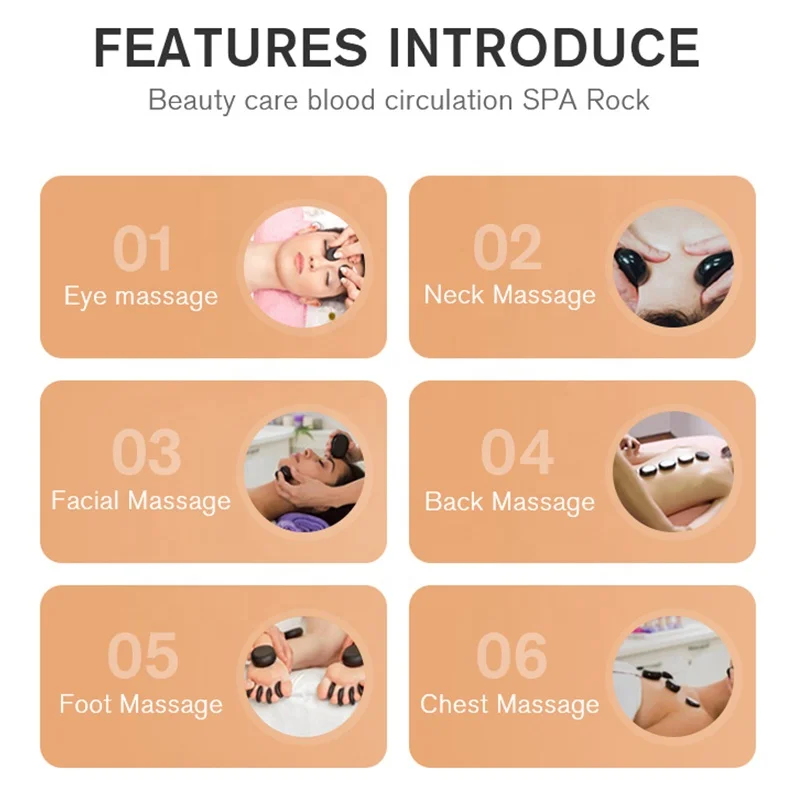 massage stones with heater 16Pcs/Set Spa Volcanic Stone Energy Massage Stones With Electric Heating Cloth Bag