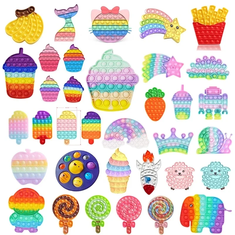 
2021 Latest Design Silicone Stress Relief Toy Push Pop Bubble Sensory Fidget Toys For Kids Adults 