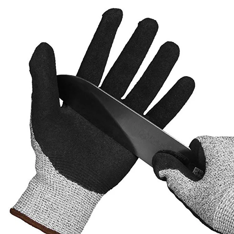 Protective safety gloves Dingqing frosted latex wear-resistant non-slip gloves level 5 anti-cutting woodworking machinery gloves