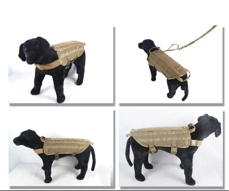  Nylon tactical dog vest Military waterproof back clip traction rope Training big K9 chest
