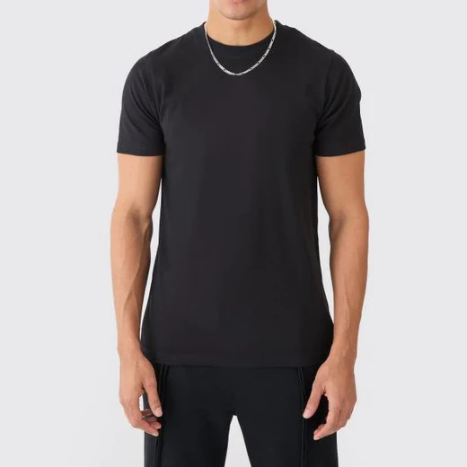 Good Quality Pima Cotton Men Longline Black Basic Slim Fit T Shirt Custom Brand Your Logo Fitted Tight Long Line Tshirt For Men