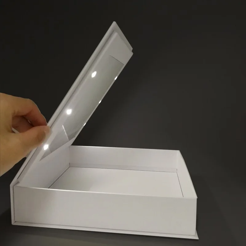 Hot Sale Christmas and Birthday Cardboard Gift Packaging Box Led Light Gift Paper Box with Mirror