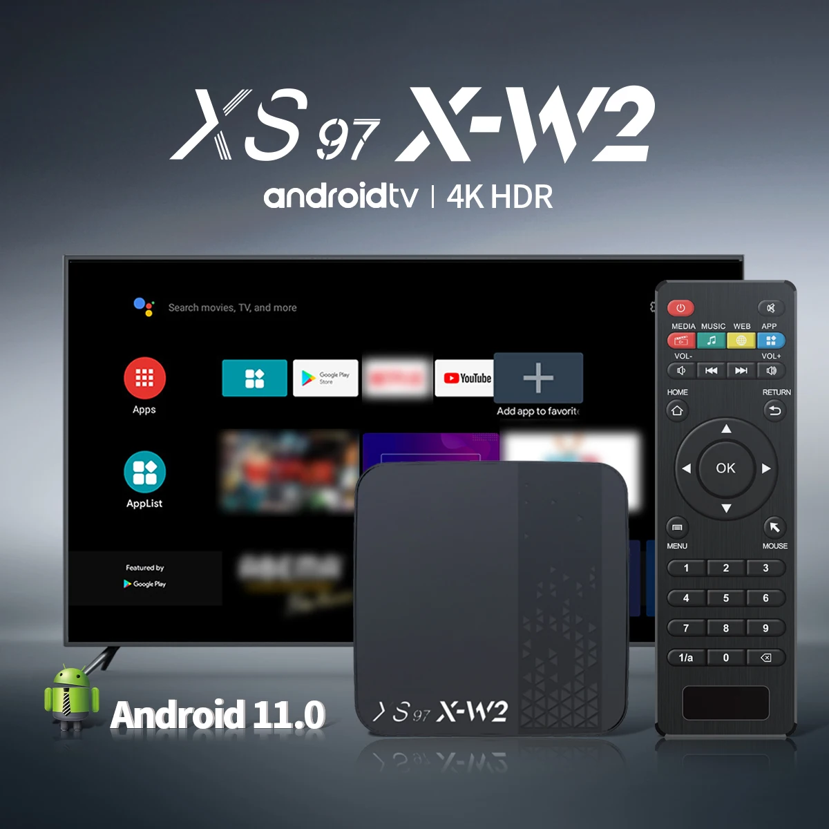 Low Price Wholesale XS97 X-W2 S905W2 Android 11 2Gb 16Gb Android Tv Box Portable Streaming Device