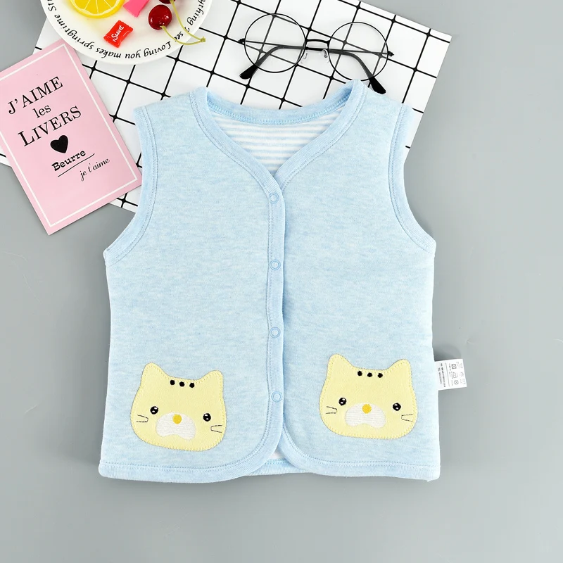 
Autumn winter 100%Cotton baby vest kids warm clothes Plain baby cardigan waistcoat 