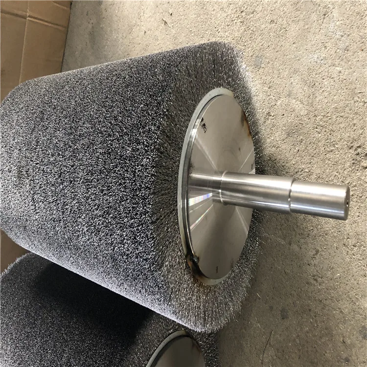 Cylindrical steel wire metal roller brush Stainless steel wire round roller brush for wood polishing