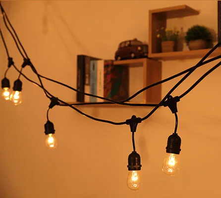 Фабричная уличная Коммерческая гирлянда 100 м 48 футов подвесные светильники с E27 2 Вт светодиодная стеклянная лампочка круглым светом для патио и бистро