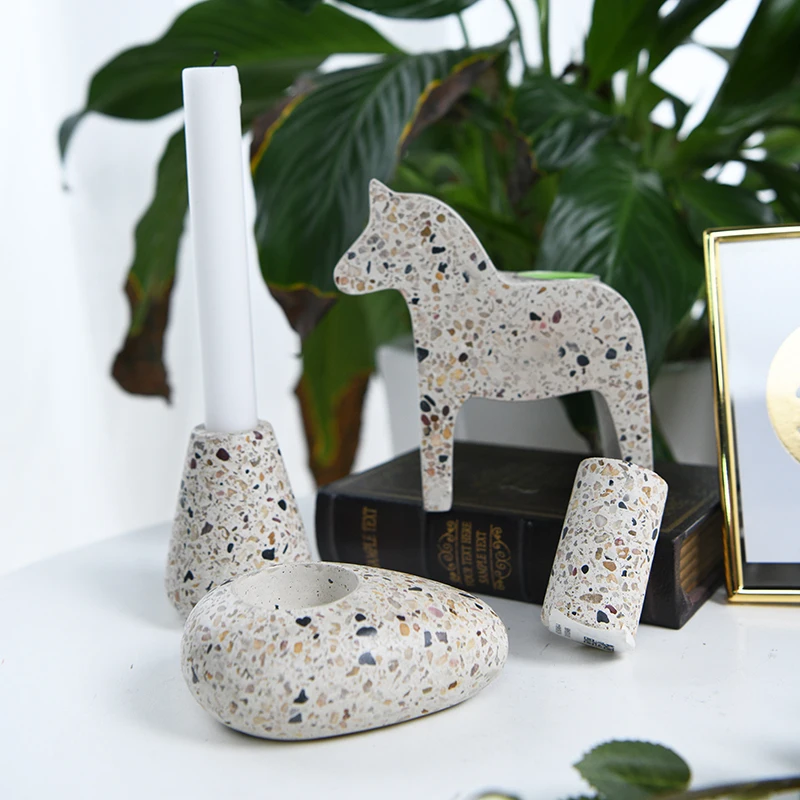 Ромбовидный дизайн смола и бетон многоразовый марокканский современный конусный подсвечник