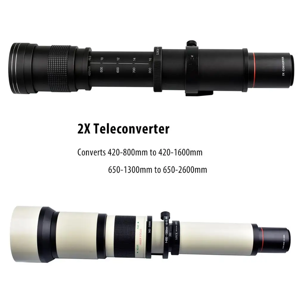Lightdow 2x телеконвертер увеличение объектива конвертер T крепление 420-800 мм 650-1300 500 800