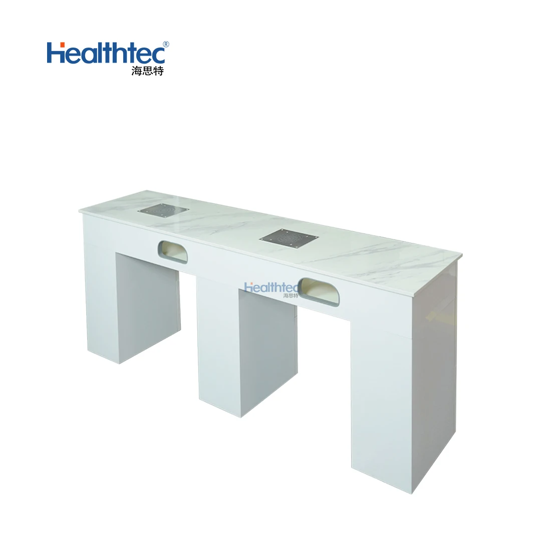 Healthtec Style OEM Nail Art Nail Salon Furniture Station Professional Manicure Double Seat Table