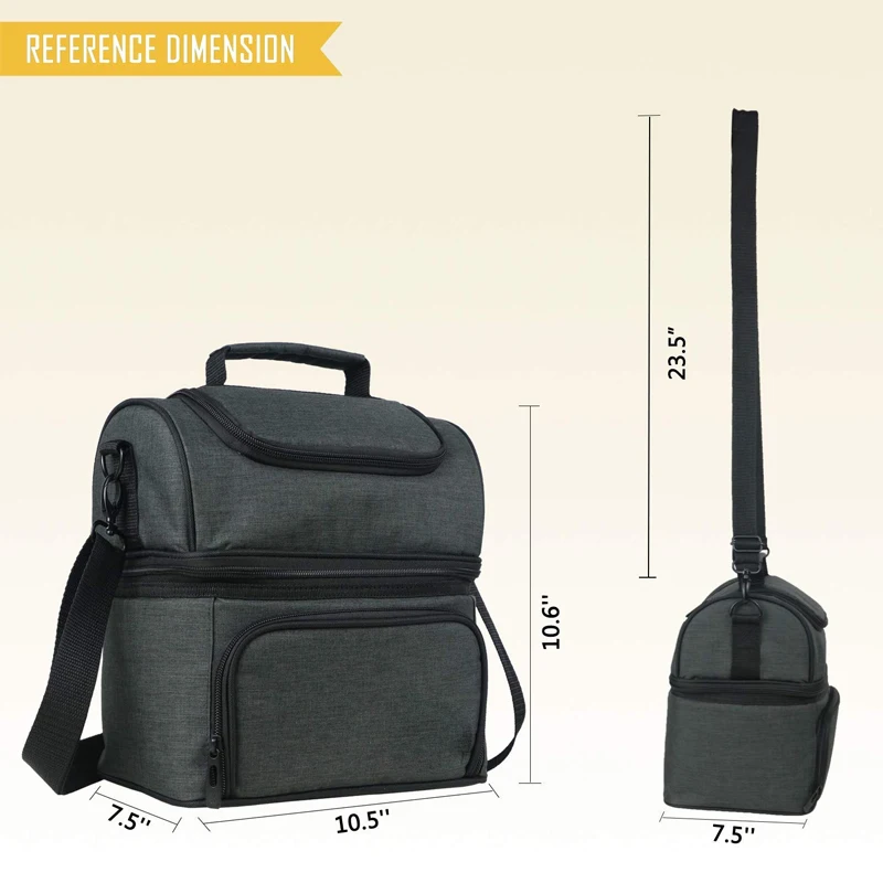 polyester leakproof insulated tote lunch cooler box dual compartment cooling thermal bags for food