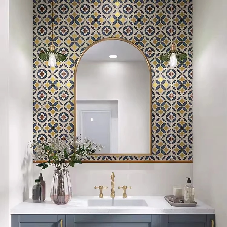 Sakemi Classic Floor Flower Tiles Design 20x20 Porcelain Bathroom Tile In Peru and Chile