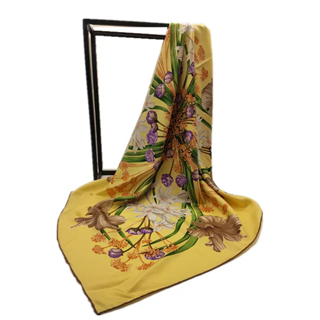 Stylish 100% Pure Silk Hair Head beautiful digital printing Square Scarf for Women