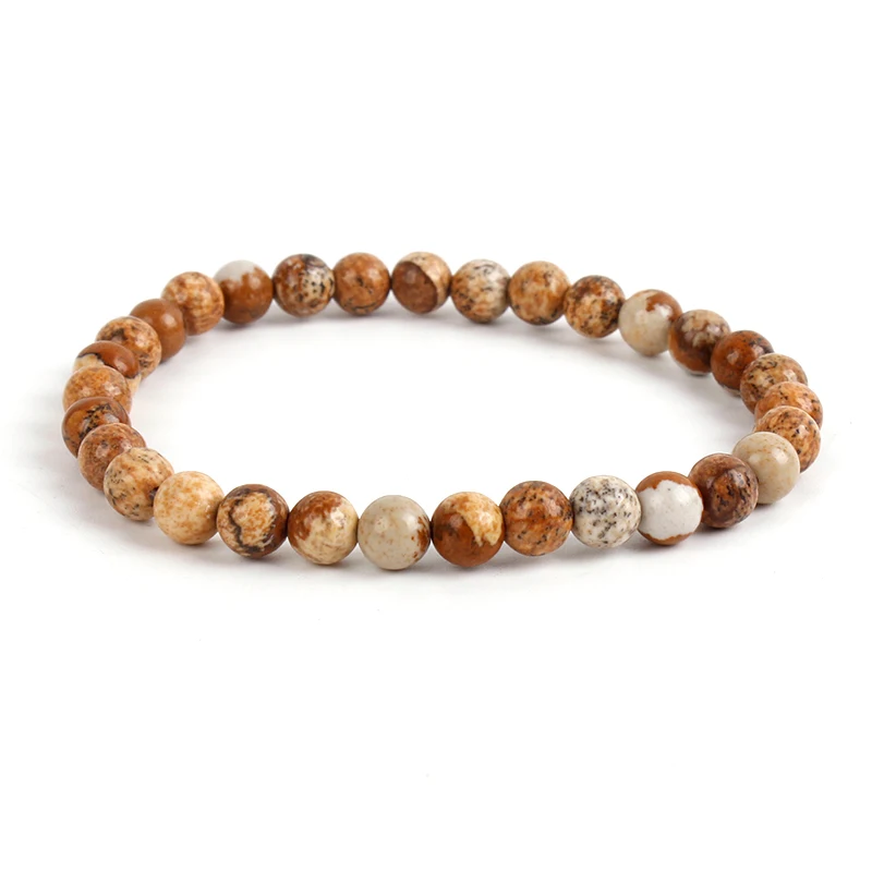 6mm 7.5 inches Natural Gem stone Round Healing Crystal Smooth Stone Bead Stretch Bracelet