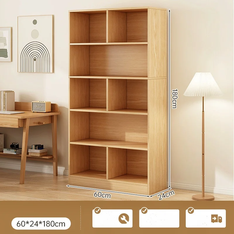 Modern Simple Tall 5 Shelf Large Capacity Open Sturdy Display Cabinet for Library Living Room & Home Office Bookcase Bookshelf
