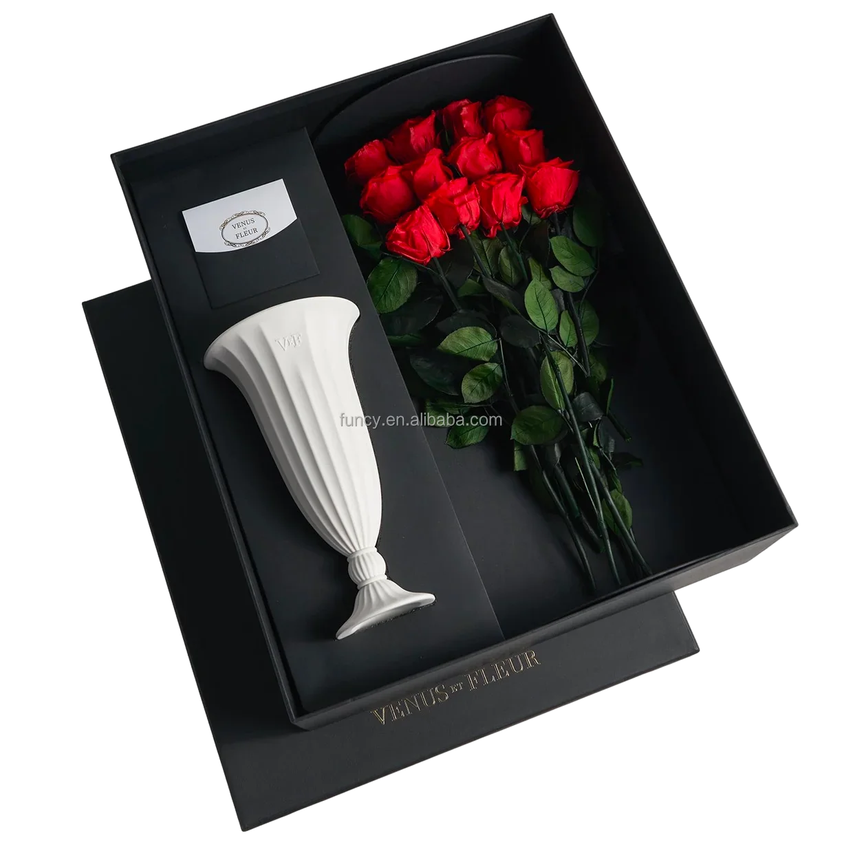Marble Square Round Heart Gift Boxed Real Natural Eternal Bouquet Rose Preserved Flowers
