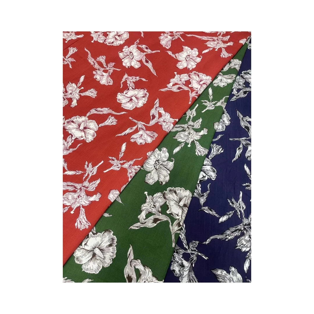 Мягкая и удобная ткань для платья в гавайском стиле, дизайнерская цветочная ткань из искусственного шелка с цифровой печатью для женской одежды