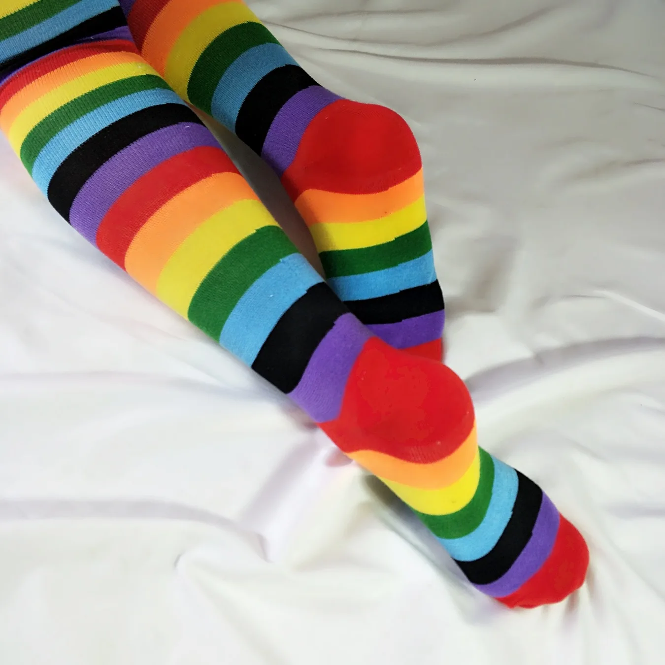 HEHE Rainbow Knee High Colorful Stockings Leggings Style Stripe Socks With Factory Price