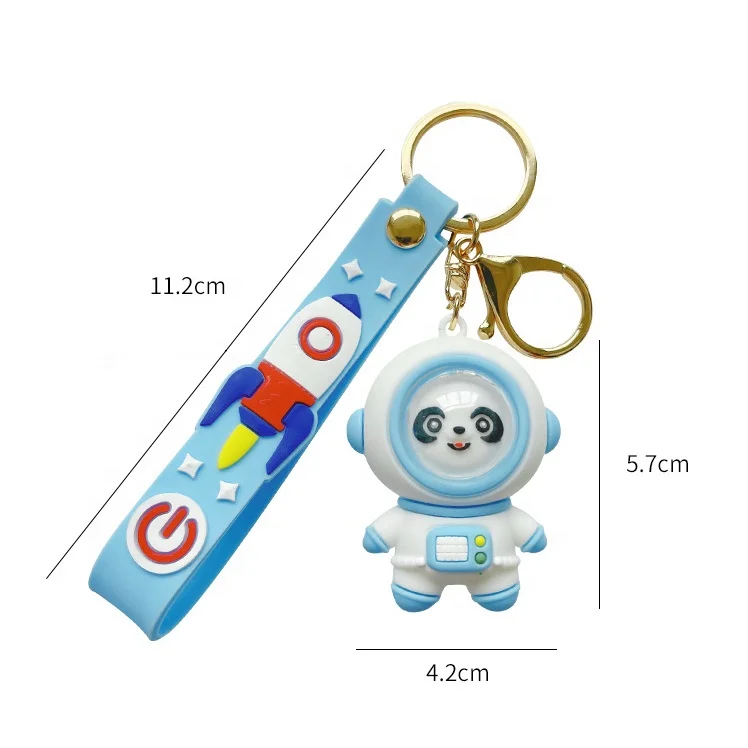 Cute Soft Rubber Mini Cartoon Keyring Lanyard Car Accessories Bag Pendant Key Chain PVC 3D Astronaut Keychain