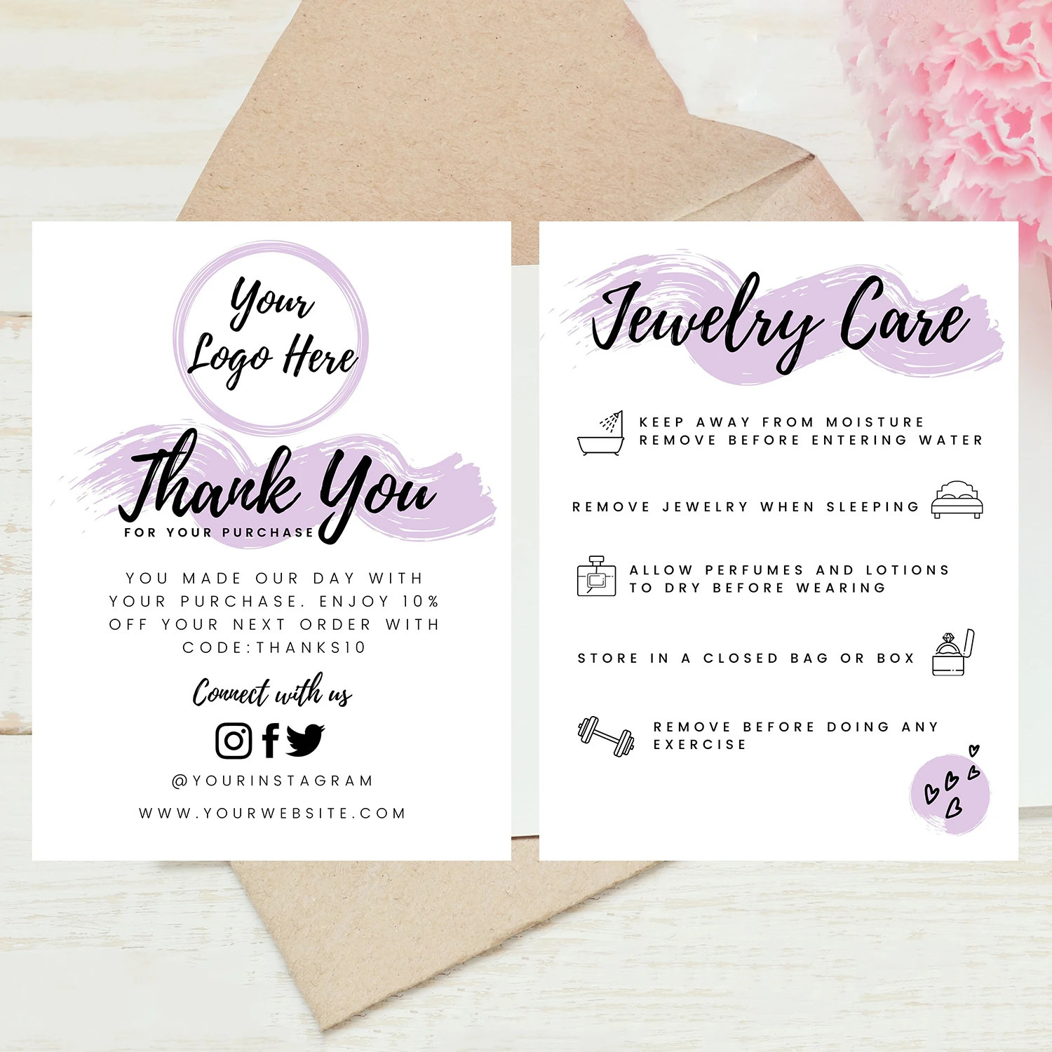 Custom Logo Design Both Sides Printing Art Paper Business Promotional Advertising Thank You Greeting Cards Custom Postcard