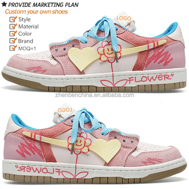 Designer Custom Logo Low Cut Manufacturer Printed Original Retro Shoes Women Men Casual Sneakers Graffiti Walking Style Shoes