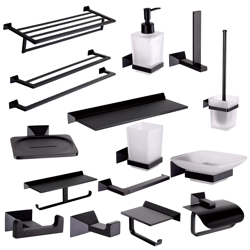 OEM ODM black bathroom hardware bathroom hardware set black