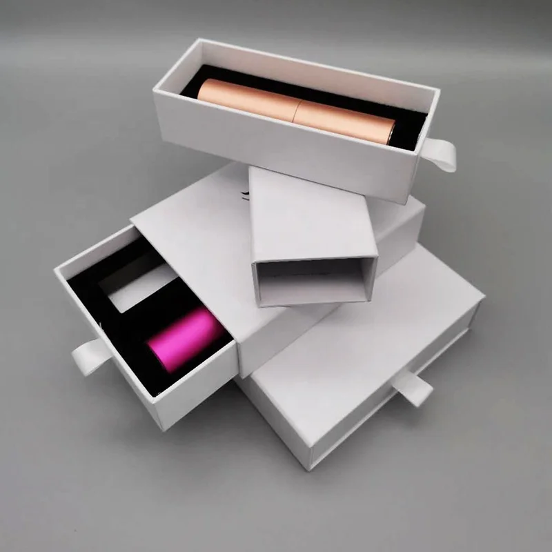 Custom Logo Printed Designer Black White Rigid Slide Drawer Box Package Perfume Cosmetic Paper Box