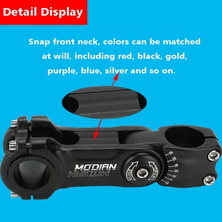 Bicycle Handlebar Stem -45 To 90 Degree 80/100/130mm Aluminium Stem 25.4/31.8mm Adjustable Stem For Xc Mountain Road City Bike