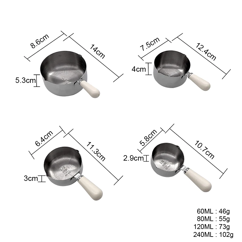 Stainless Steel Kitchen Measuring tools 4pcs Measuring Cup for Baking and Cooking