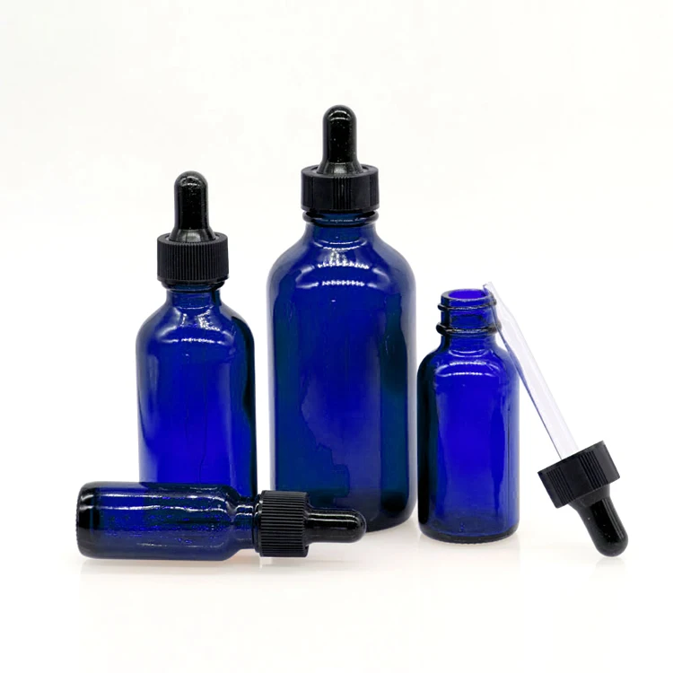 Clear Brown Blue Green 15ml 30ml 60ml 120ml Boston Round Essential Oil Bottles Dropper Glass Bottle 1oz 2oz 4oz