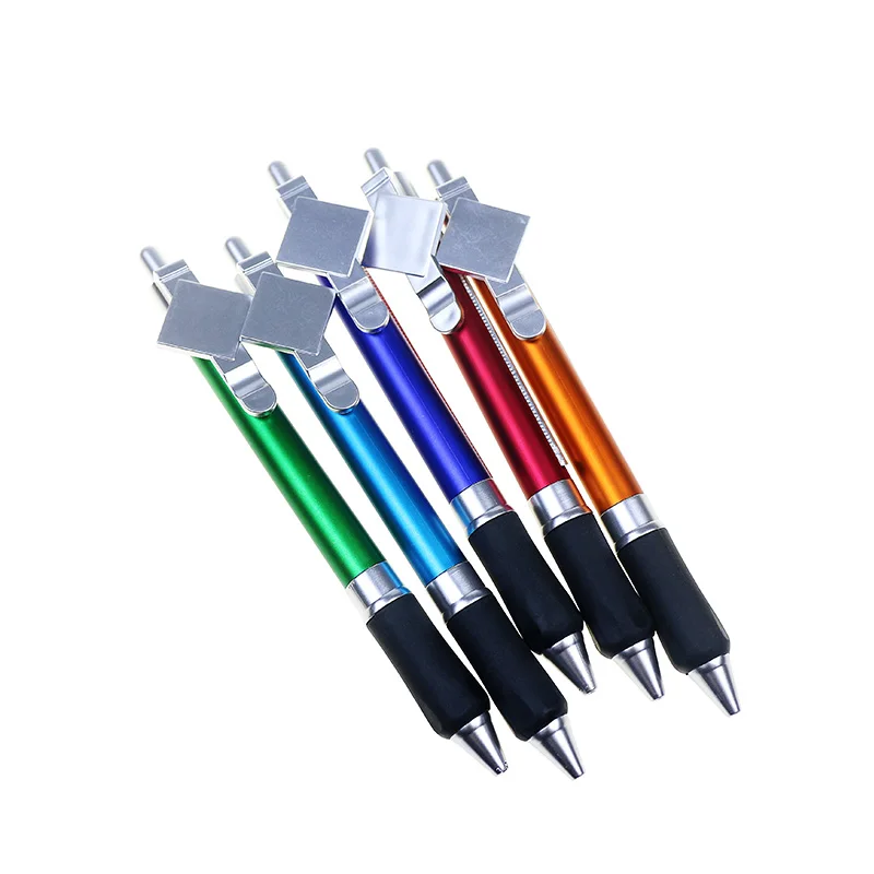 New Model Promotional Multicolor Advertising Banner Pens With Soft Grip Customized Plastic Flag Ball Pen Big Clip