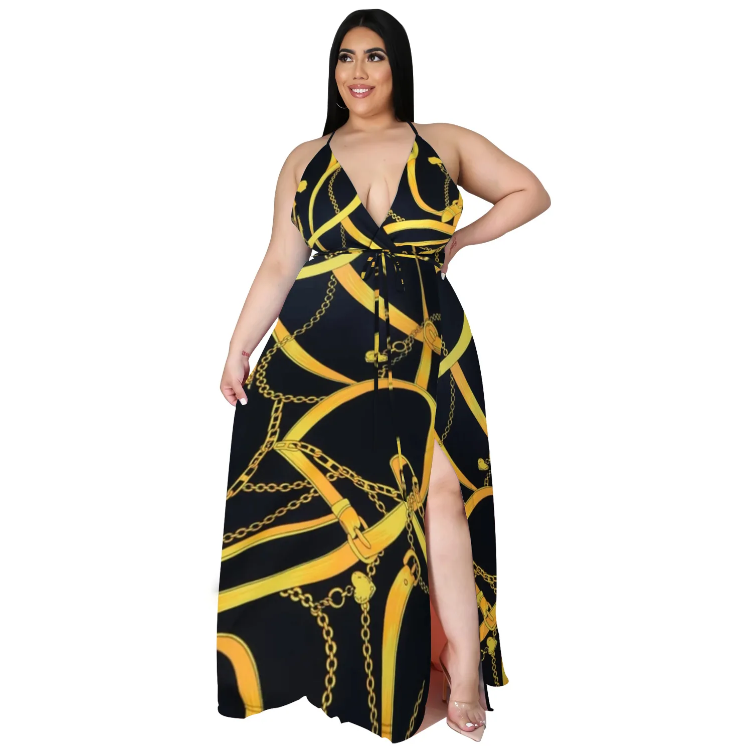Bandage Dresses for Women Premium Exquisite Summer Plus Size Fashionable Strappy Strapless Backless Split Empire Swing Dress