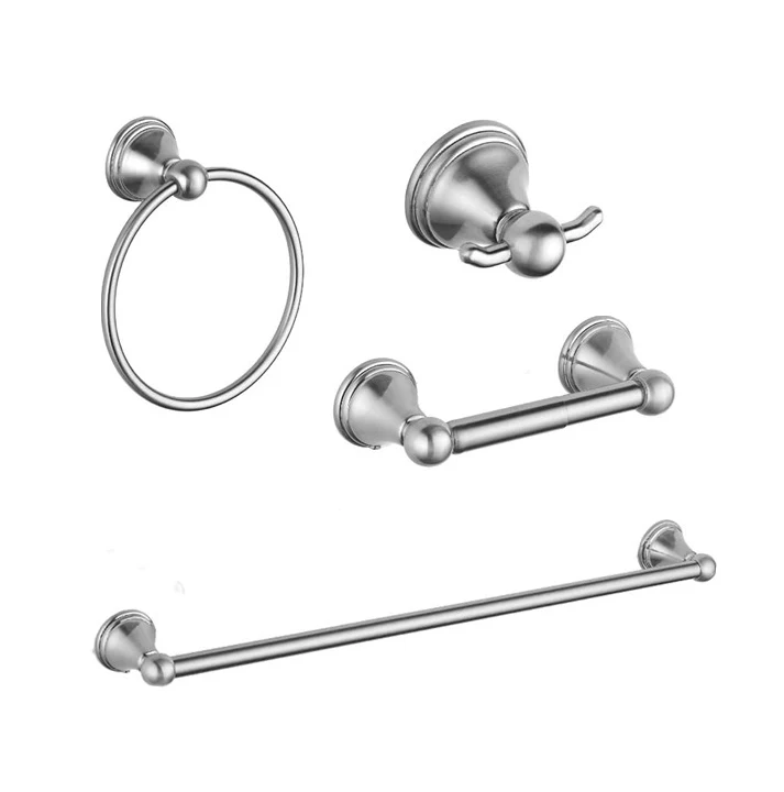 Towel Bar Set 4-Piece Bathroom Hardware Set Towel Hangers Zinc Alloy Bathroom Accessories Set Brushed Nickel /Chrome