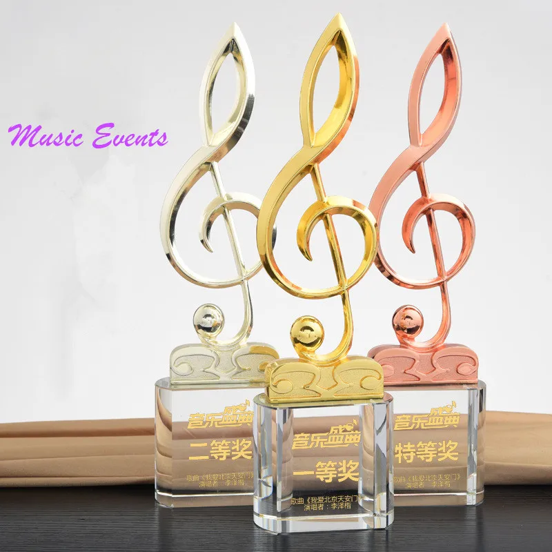 Custom Metal Microphone Music Note Trophy Competition Music Trophy