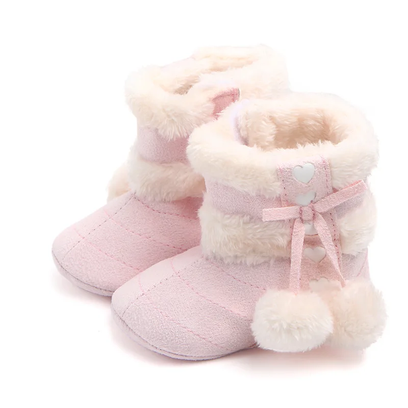 Cutesheep Newborn Baby Winter Booties Baby Warm Shoes Solid Plush Ankle Boots Infant Baby Girls Snow Boots