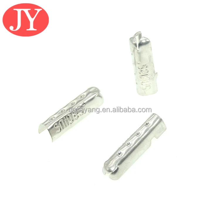 Customized engraved logo metal shoelace aglet  rope drawstring metal aglet tips for hoodies  brass tail clip ends