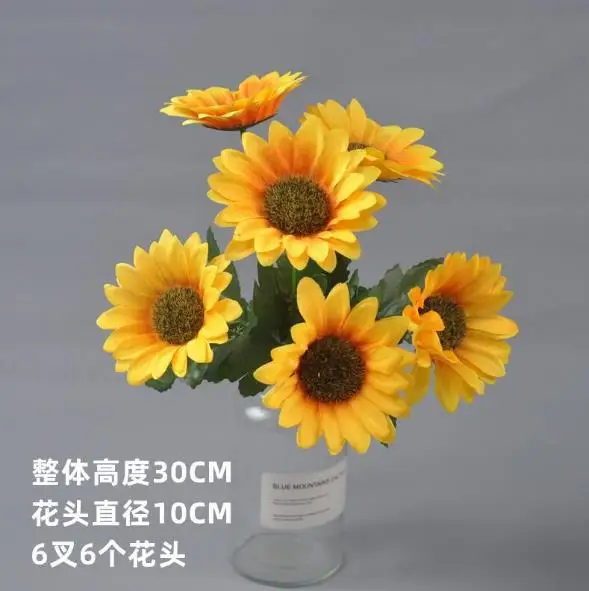 Wholesale multi-sizes Artificial sunflowers single Yellow Flower Bouquet small large Artificial Sunflower For Outdoors Decor