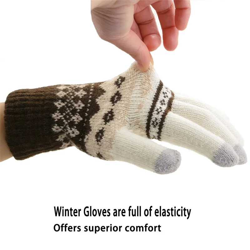 Winter Cute Knitted Kids Mittens Boy Girl Warm Outdoor Full Finger Gloves