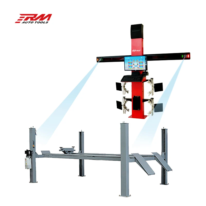 4 post hydraulic elevator car lift with second lift trolley with wheel alignment combo for garage car repair center