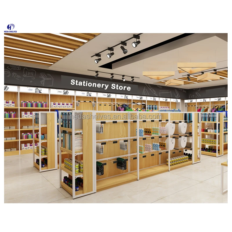 Customized Fashion And Beautiful Stationery Shop Rack Convenience Store Stationery Pharmacy Shelves