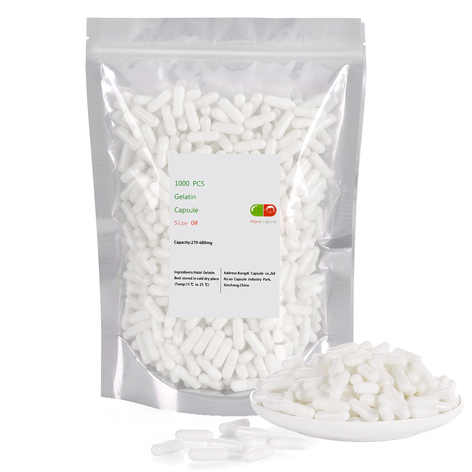 1000 pcs Package White Color Empty  Organic vegan HPMC vegetable Capsules