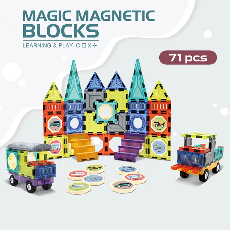 3D Color Tile Magic Building Block Set Toy Magnetic Brick Tiles For Kids Magnet Toys Building Tiles