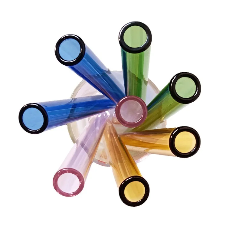 Wholesale Cheap Heat-Resistant Colorful reusable borosilicate straight glass drinking straw for drinking juice in bulk