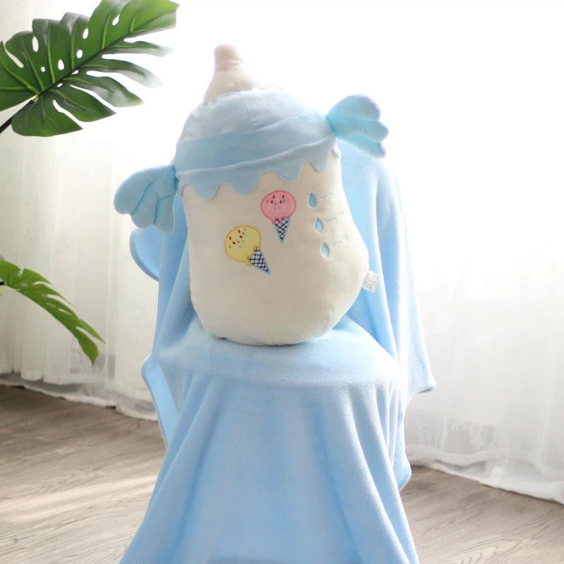 milk bottle shape short naping air conditioning Flannel blanket soft stuffed plush pillow Car Home Sofa Pillow