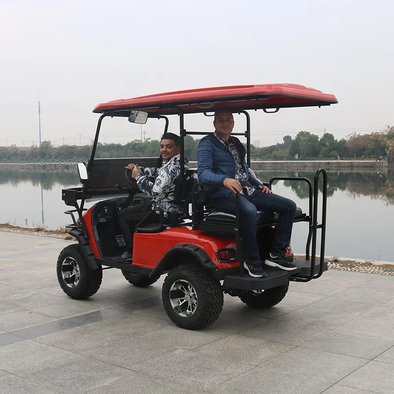 Professional off road 4 seater red electric golf cart with CE certification