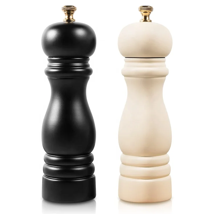 7 Inch Black and White Pepper Grinders Shakers Salt Mill Set with Adjustable Ceramic Rotor