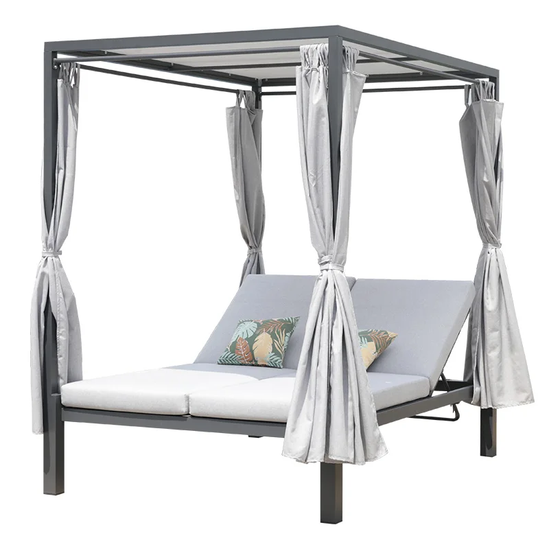 Hotel patio outdoor garden adjustable waterproof aluminum beach sun beds