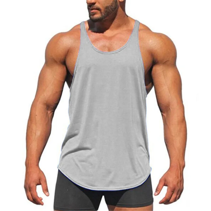 High Quality Fitness Bodybuilding Stringer Running Tank Top Solid Color Sleeveless Muscle Gym Vest